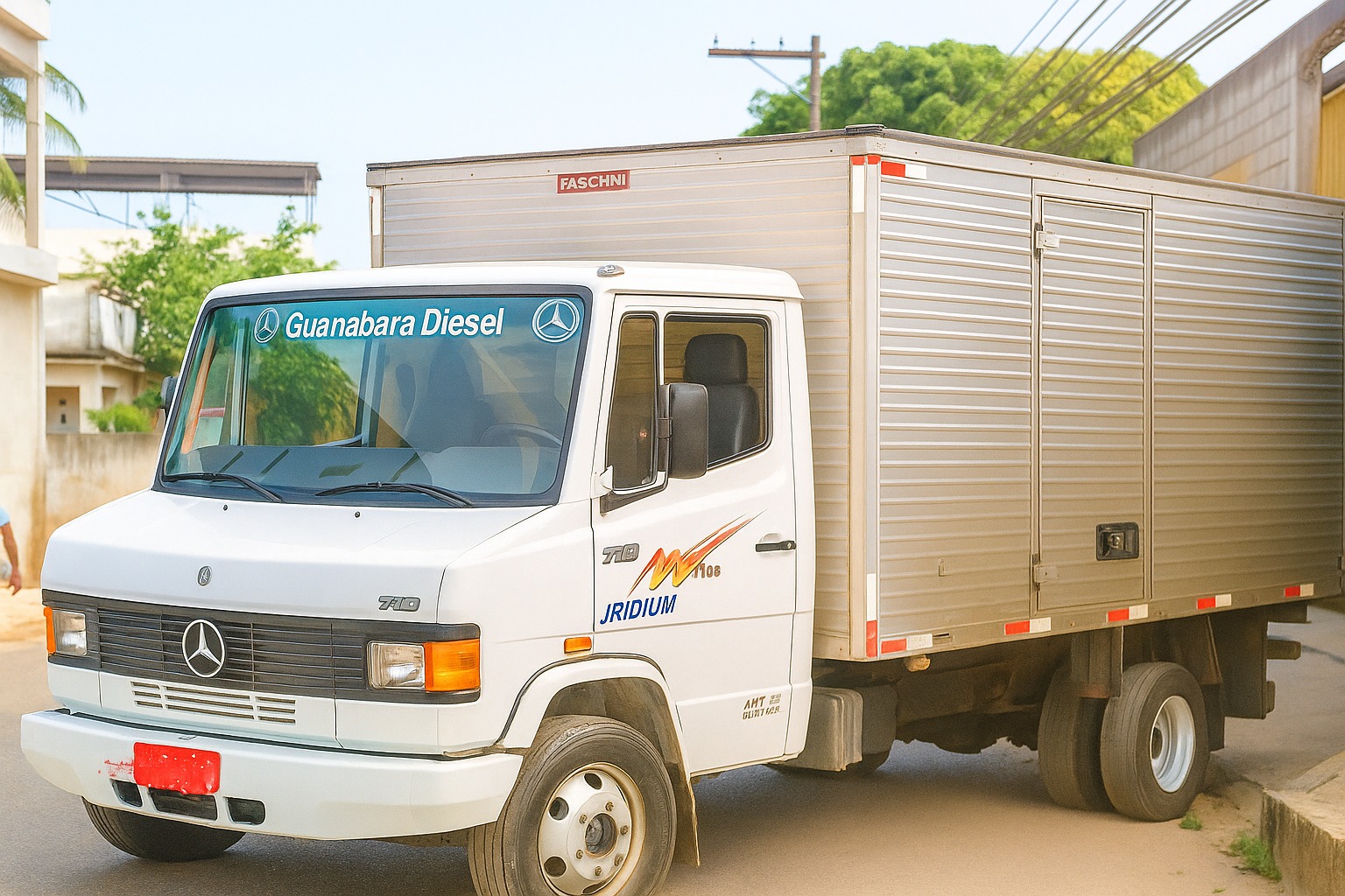 Caminhão baú usado em mudanças e transporte de cargas